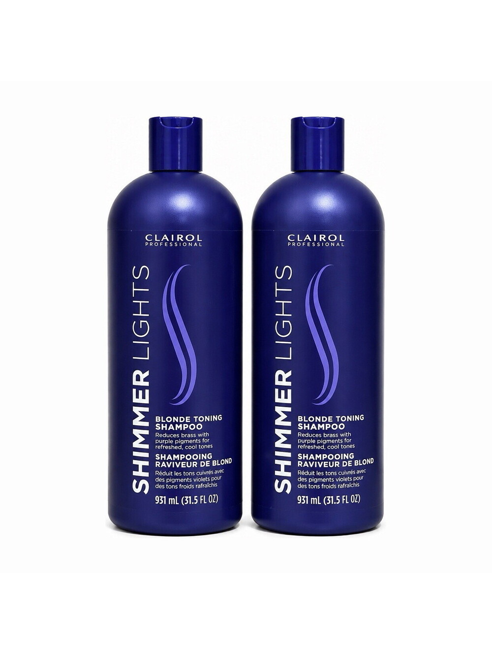 Clairol Shimmer Lights Blonde Toning Shampoo 31.5 oz 931ml Duo Pack Purple